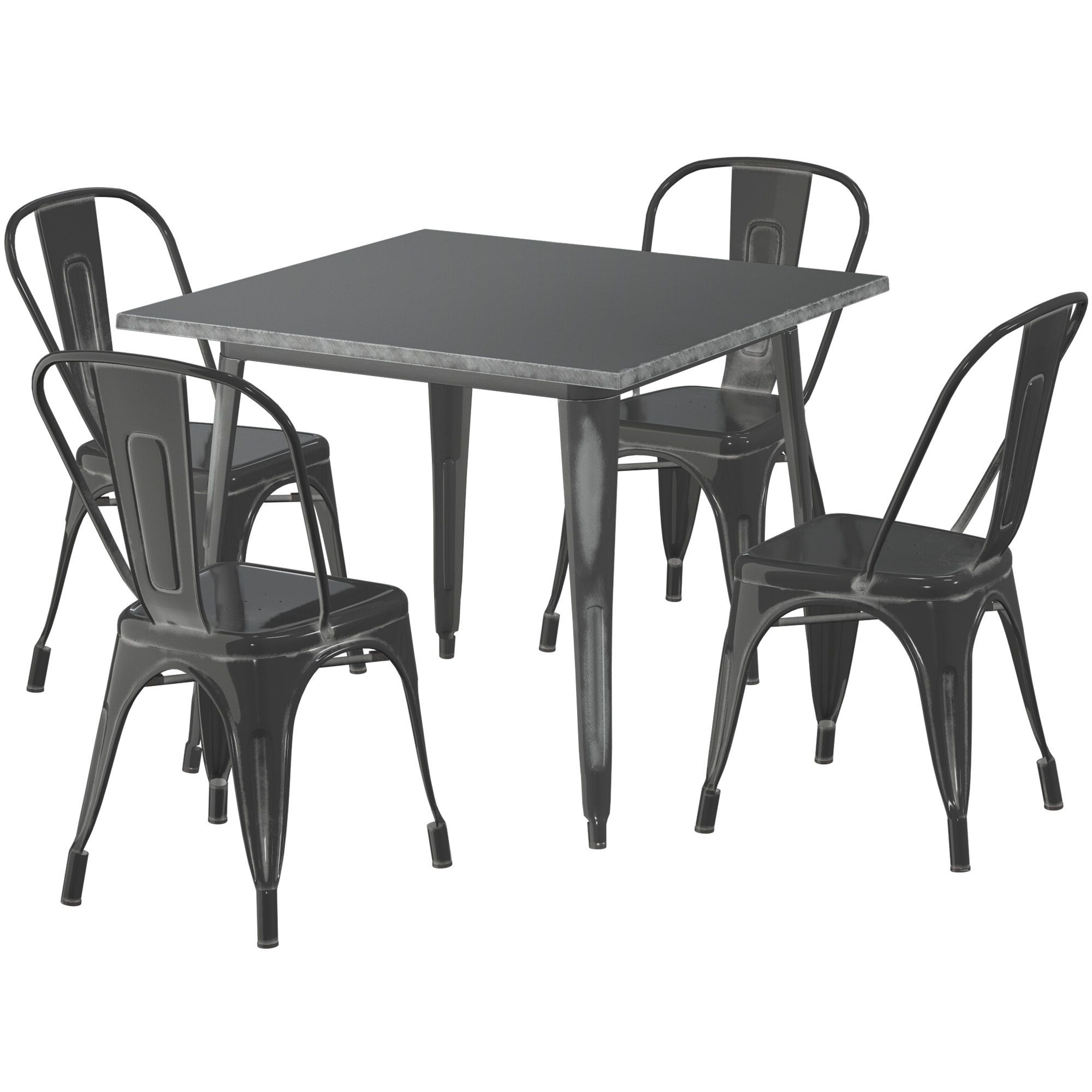 Black Medium Rectangle Patio Dining Sets Pertaining To Fashionable Lancaster Table & Seating Alloy Series 36" X 36" Square Distressed (View 11 of 15)