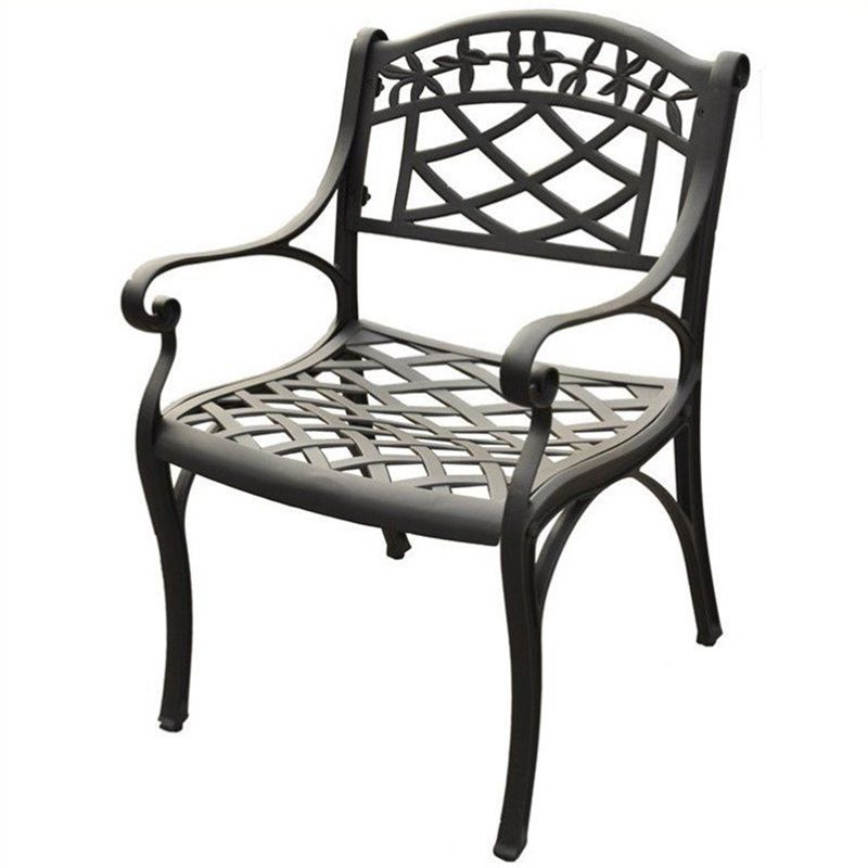 Black Outdoor Dining Chairs With Preferred Crosley Sedona Metal Patio Dining Arm Chair In Charcoal Black (set Of  (View 6 of 15)