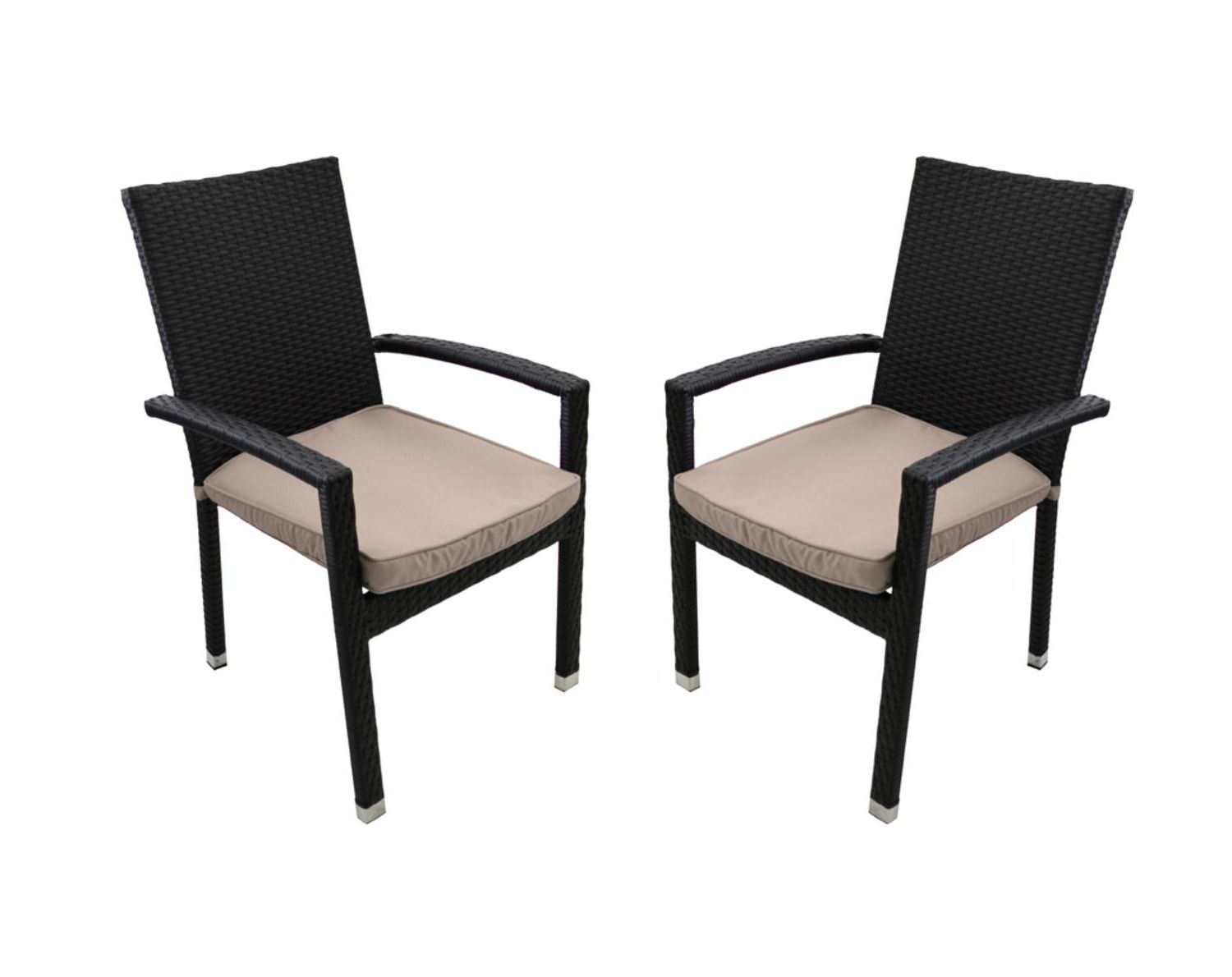 Black Outdoor Dining Chairs Within Famous Set Of 2 Black Resin Wicker Outdoor Patio Furniture Dining Chairs (View 12 of 15)