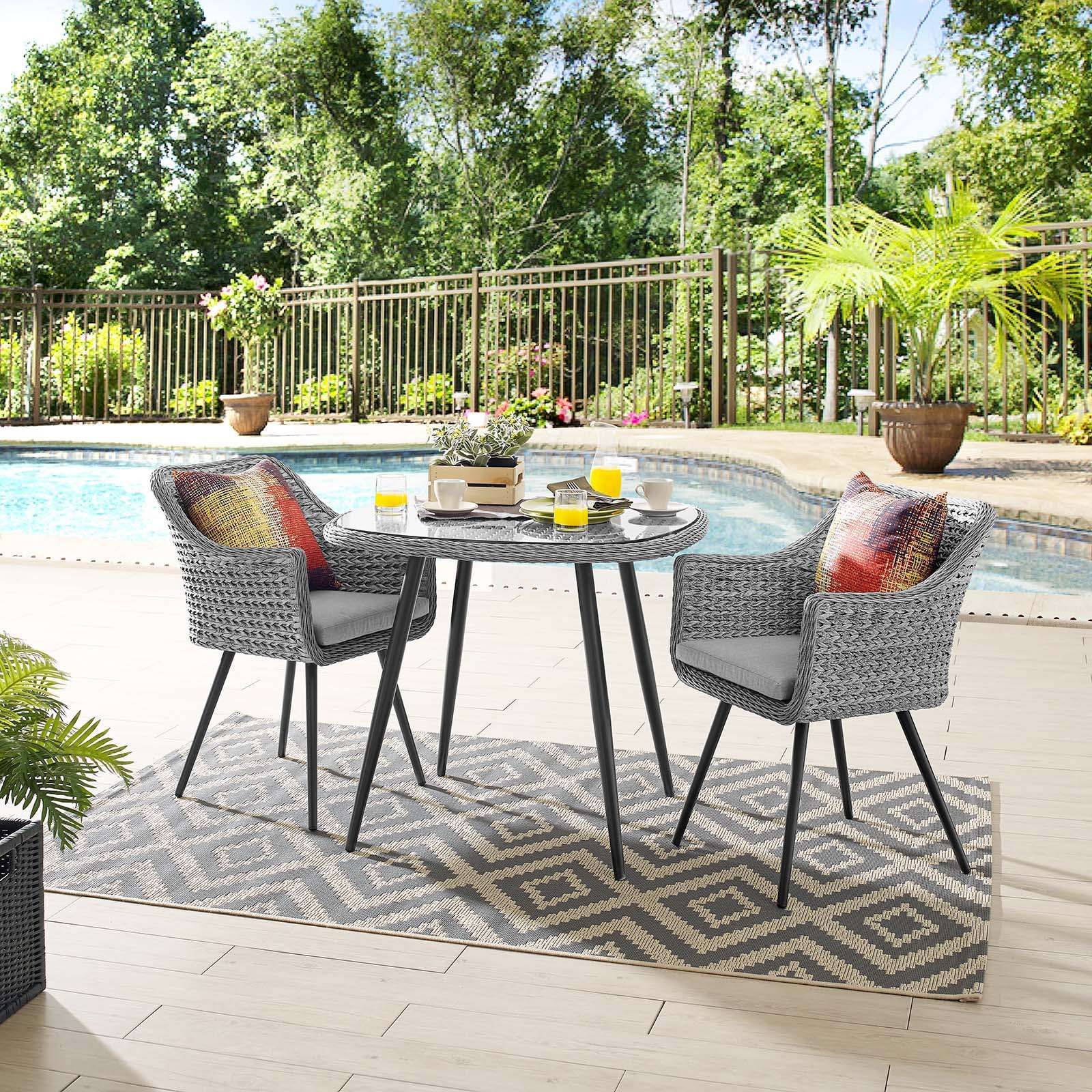 Black Weave Outdoor Modern Dining Chairs Sets With Regard To Current Modterior :: Outdoor :: Outdoor Sets :: Endeavor 3 Piece Outdoor Patio (View 6 of 15)
