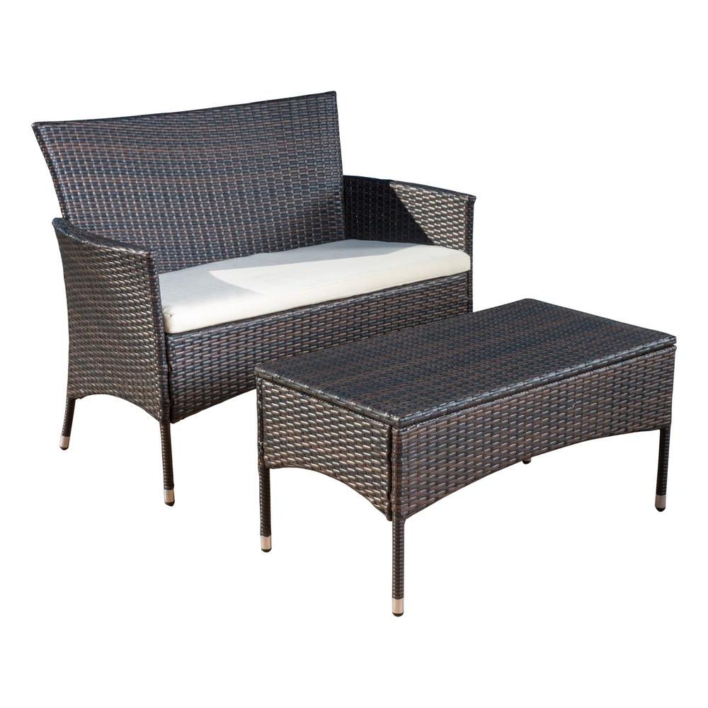 Brown Patio Conversation Sets With Cushions With Current Noble House Malta Multi Brown 2 Piece Wicker Patio Conversation Set (View 13 of 15)