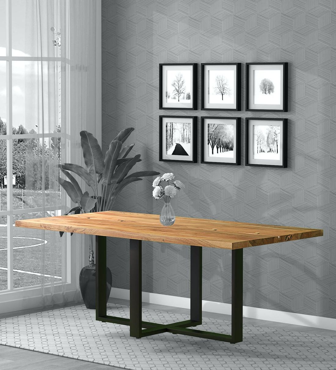 Buy Monarch Solid Wood 8 Seater Dining Table In Natural Acacia Finish With Regard To Favorite Natural Acacia Wood Bistro Dining Sets (View 5 of 15)