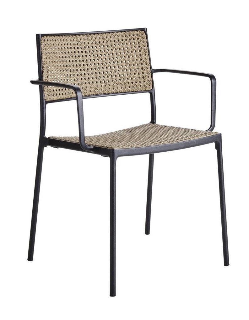 Cane Line Less Armchair (priced Each, Sold In Sets Of 2) Pertaining To Trendy Black Weave Outdoor Modern Dining Chairs Sets (View 2 of 15)
