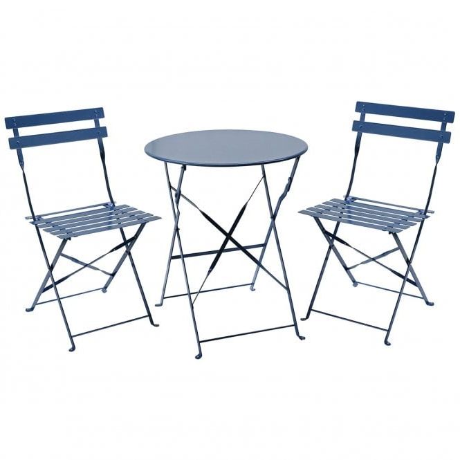 Charles Bentley 3 Piece Metal Bistro Set Garden Patio Table & 2 Chairs For Preferred Red Metal Outdoor Table And Chairs Sets (View 9 of 15)