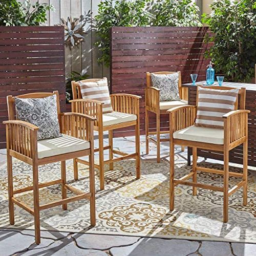 Christopher Knight Home Gill Acacia Patio Bar Stools, 46", Bar Height Within 2020 Natural Acacia Wood Bistro Dining Sets (View 9 of 15)