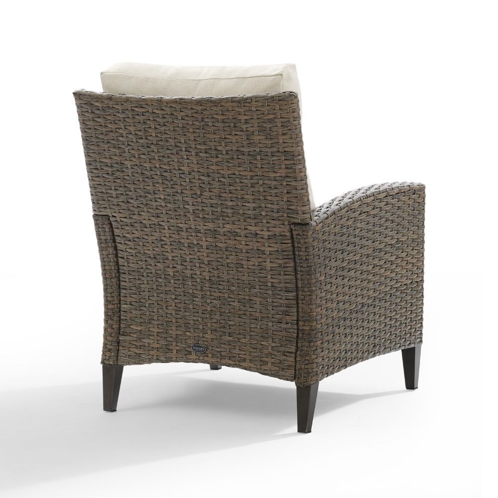 Crosley Furniture – Rockport Outdoor Wicker High Back Arm Chair Oatmeal Pertaining To Most Recently Released Fabric Outdoor Wicker Armchairs (View 2 of 15)