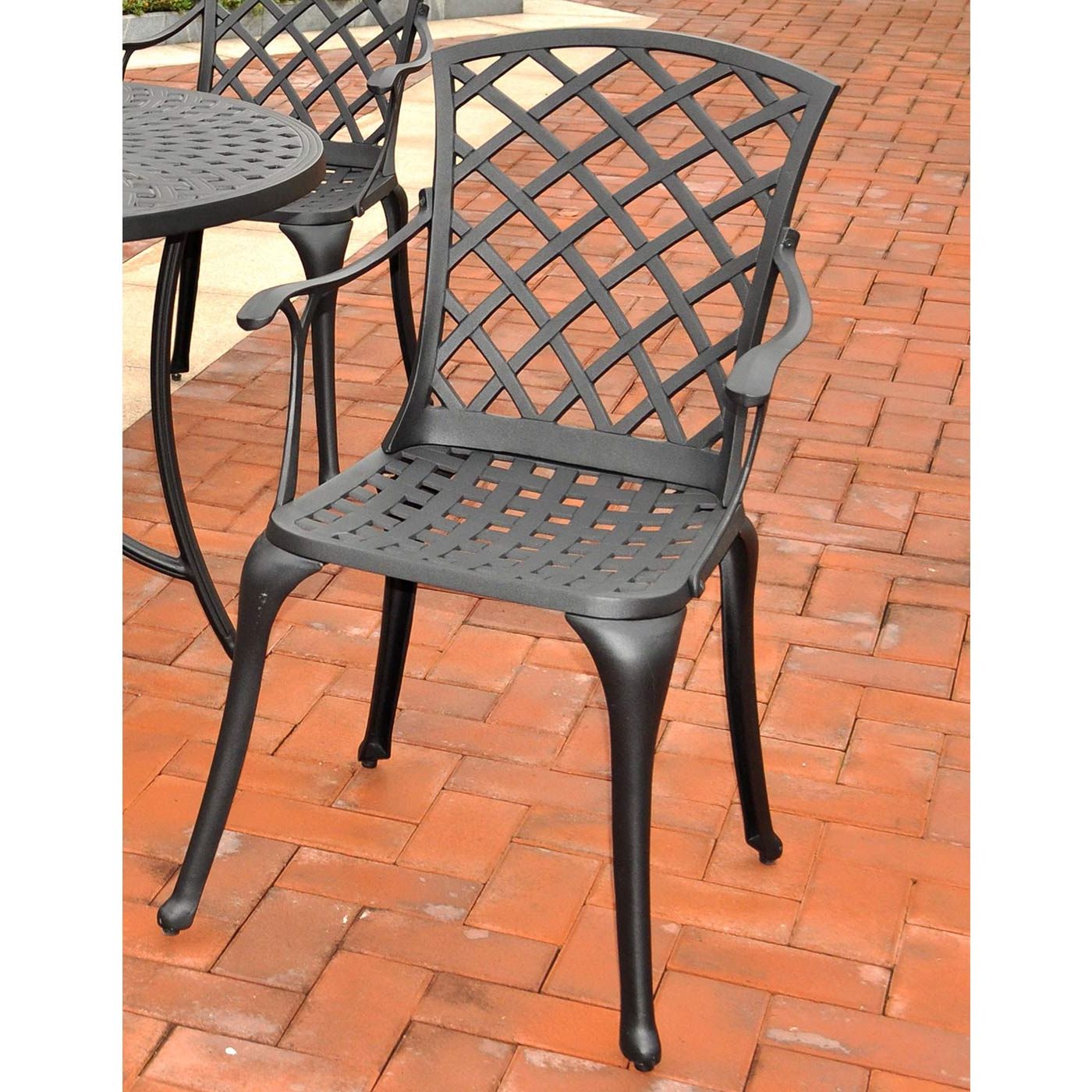 Crosley Sedona Set Of 2 Cast Aluminum High Back Arm Chairs In Charcoal Pertaining To Well Known Charcoal Fabric Patio Chair And Side Table (View 9 of 15)