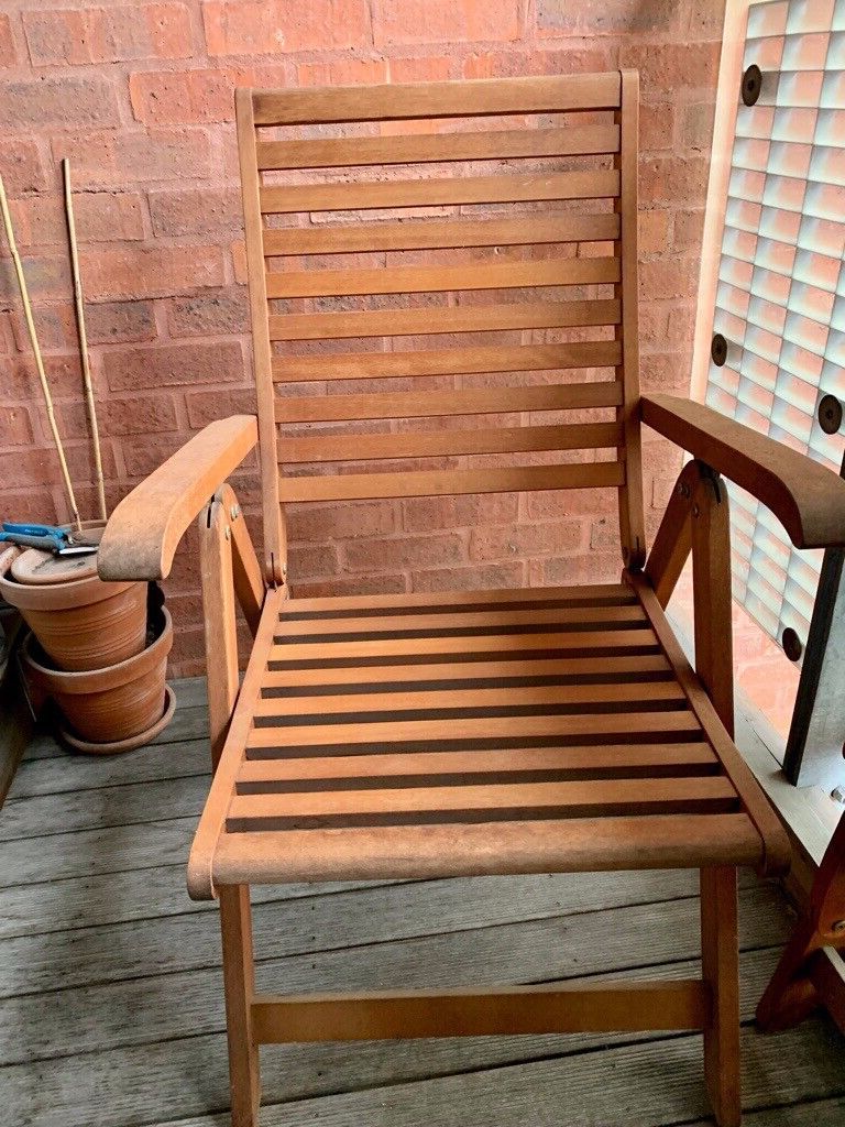 Current 2 X Solid Wood Reclining Garden Chairs – Good Condition (View 5 of 15)