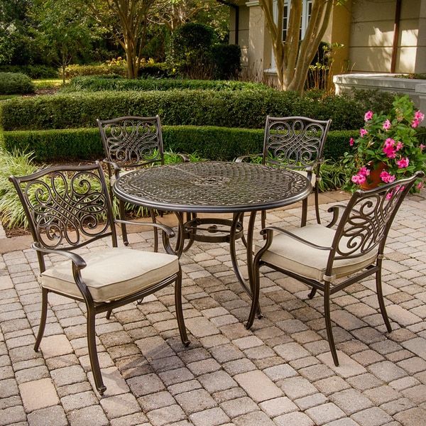 Current 5 Piece Outdoor Bench Dining Sets With Regard To Shop Hanover Traditions5pc Traditions 5 Piece Outdoor Dining Set With  (View 6 of 15)