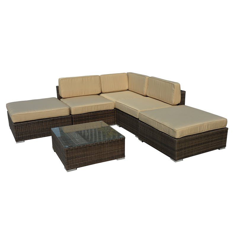 Current 6 Piece Outdoor Sectional Sofa Patio Sets Inside Barton 6 Piece All Weather Dark Brown Wicker Patio Sectional Sofa Set (View 13 of 15)