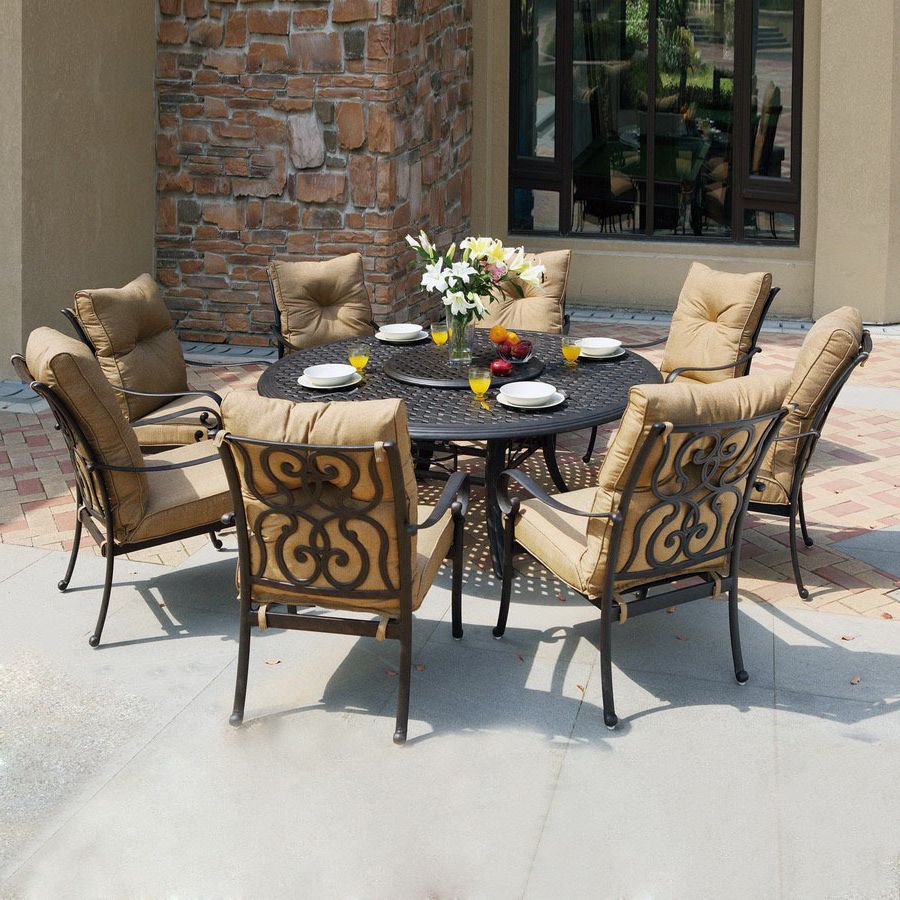 Current 9 Piece Patio Dining Sets Pertaining To Shop Darlee 9 Piece Cushioned Cast Aluminum Patio Dining Set At Lowes (View 8 of 15)