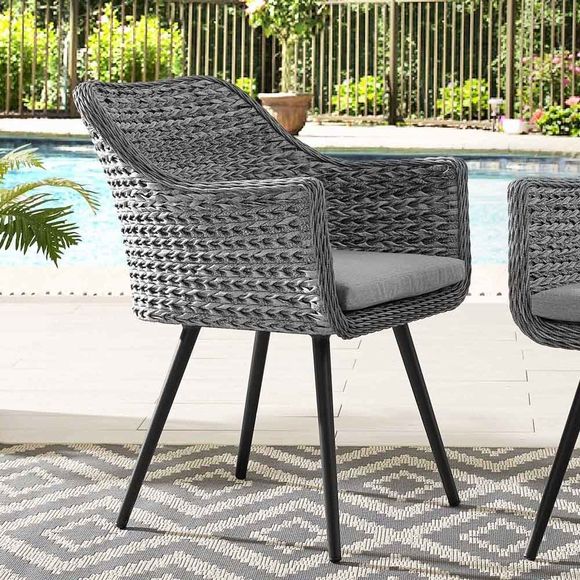 Current Black Weave Outdoor Modern Dining Chairs Sets Throughout Endeavor Outdoor Patio Wicker Rattan Dining Armchair In Gray Gray (View 3 of 15)