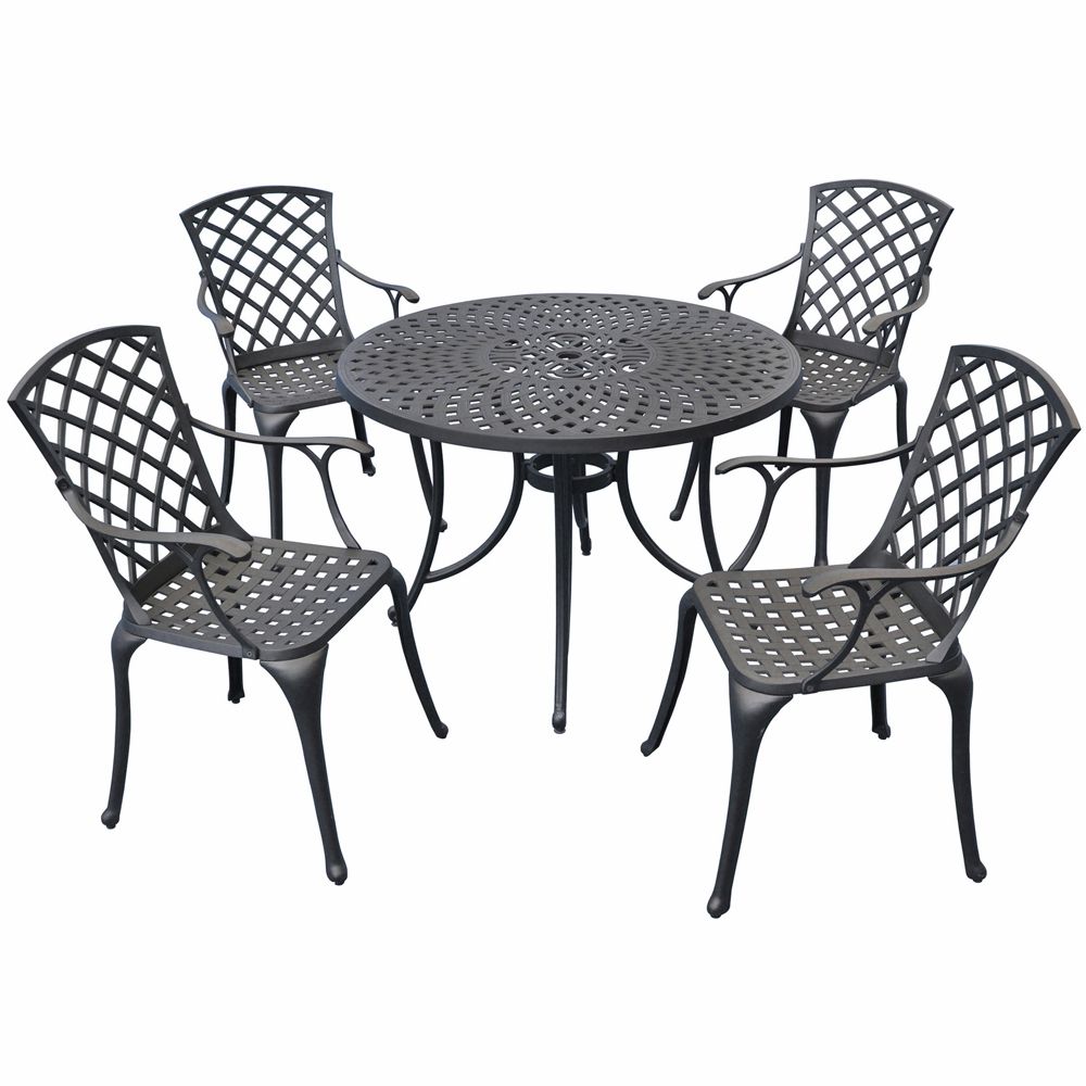 Current Crosley Furniture – Sedona 42" Five Piece Cast Aluminum Outdoor Dining In Charcoal Black Outdoor Highback Armchairs (View 3 of 15)