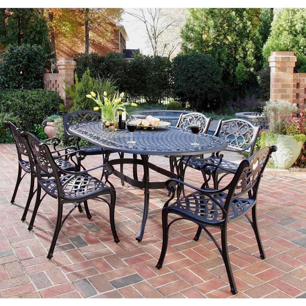 Current Home Styles Biscayne Black 7 Piece Patio Dining Set 5554 338 – The Home For Oval 7 Piece Outdoor Patio Dining Sets (View 10 of 15)