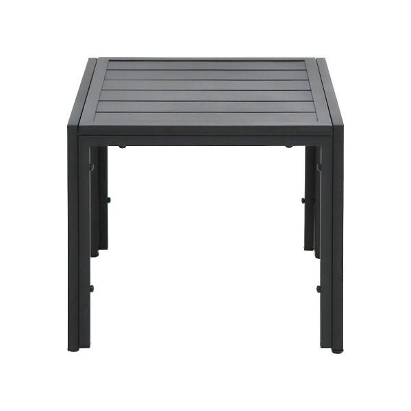 Current Maypex Black Steel Outdoor End Table With Slat Top 300371 – The Home Depot Within Wood And Steel Outdoor Side Tables (View 14 of 15)