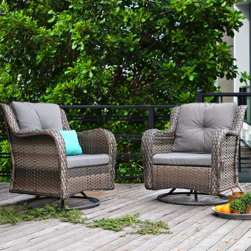 Dark Brown Patio Chairs With Cushions With Popular Bayou Breeze Brice Rocking Swivel Patio Chair With Cushions & Reviews (View 7 of 15)
