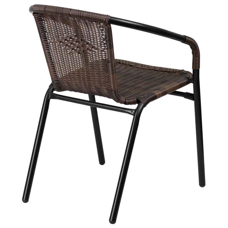 Dark Brown Wood Outdoor Chairs Within Trendy Dark Brown Rattan Patio Chair With Black Powder Coated Frame Finish (View 13 of 15)