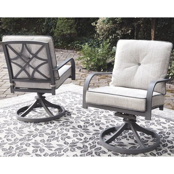 Dark Gray Fabric Outdoor Patio Bar Chairs Sets Throughout Popular Donnalee Bay Outdoor Dark Gray Swivel Lounge Chair (set Of  (View 13 of 15)