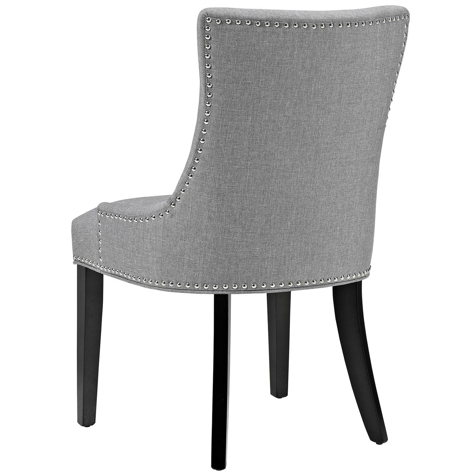 Dark Gray Fabric Outdoor Patio Bar Chairs Sets Throughout Preferred Upholstered Fabric Nailhead Parsons Dining Side Chairs In Light Gray (View 12 of 15)