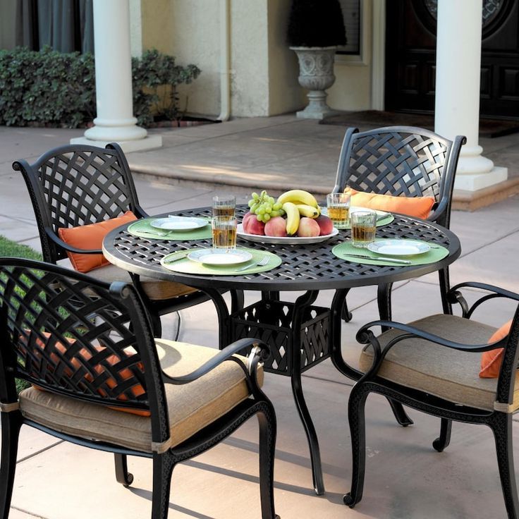 Darlee Nassau 5 Piece Cast Aluminum Patio Dining Set With Round Table Regarding Most Recently Released 5 Piece Patio Dining Set (View 10 of 15)