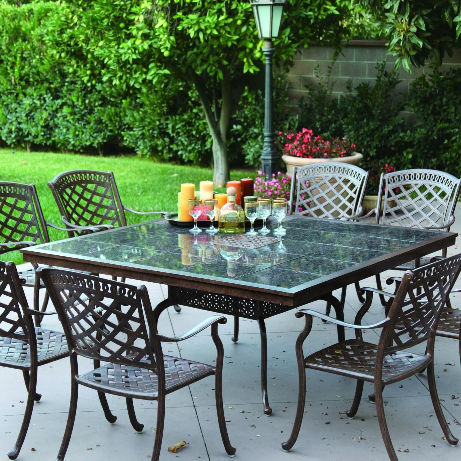 Darlee Sedona 9 Piece Cast Aluminum Patio Dining Set With Square Inside Most Recent 9 Piece Square Dining Sets (View 12 of 15)