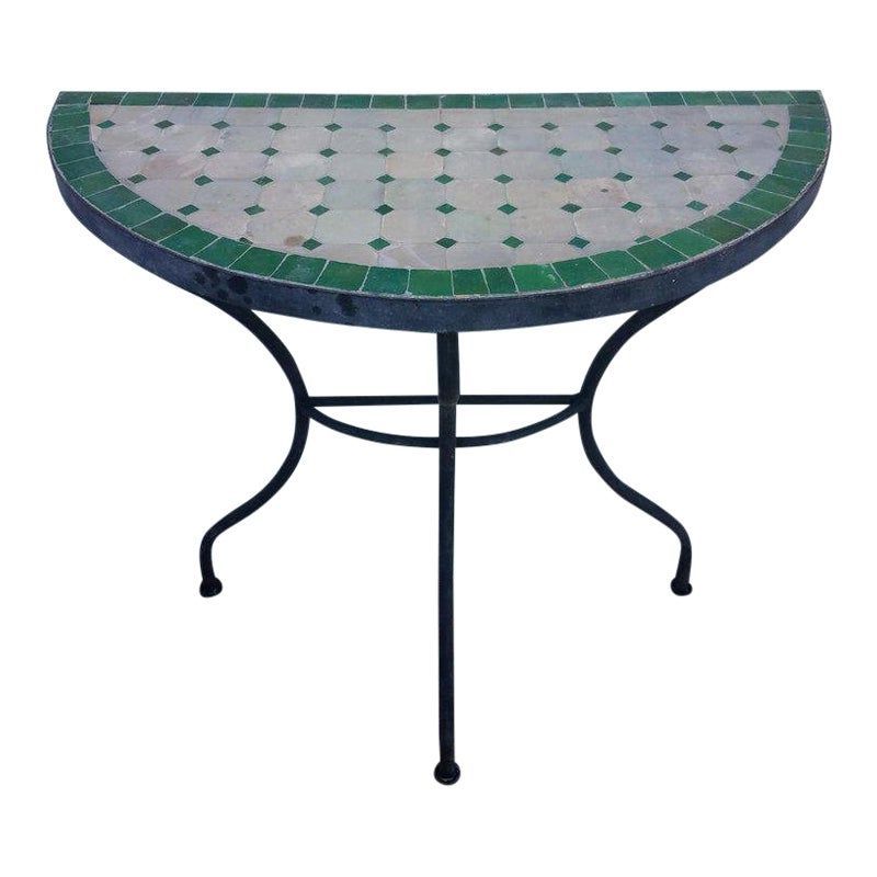Demilune Table With Regard To Favorite Green Mosaic Outdoor Accent Tables (View 3 of 15)