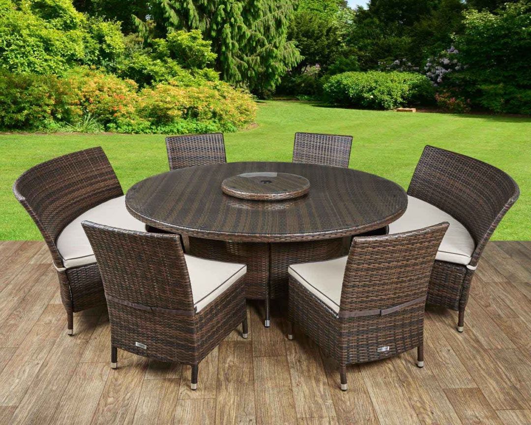 Distressed Gray Wicker Patio Dining Sets With Regard To Trendy Rattan Garden Dining Set In Brown – Oxford – Rattan Garden Furniture (View 5 of 15)