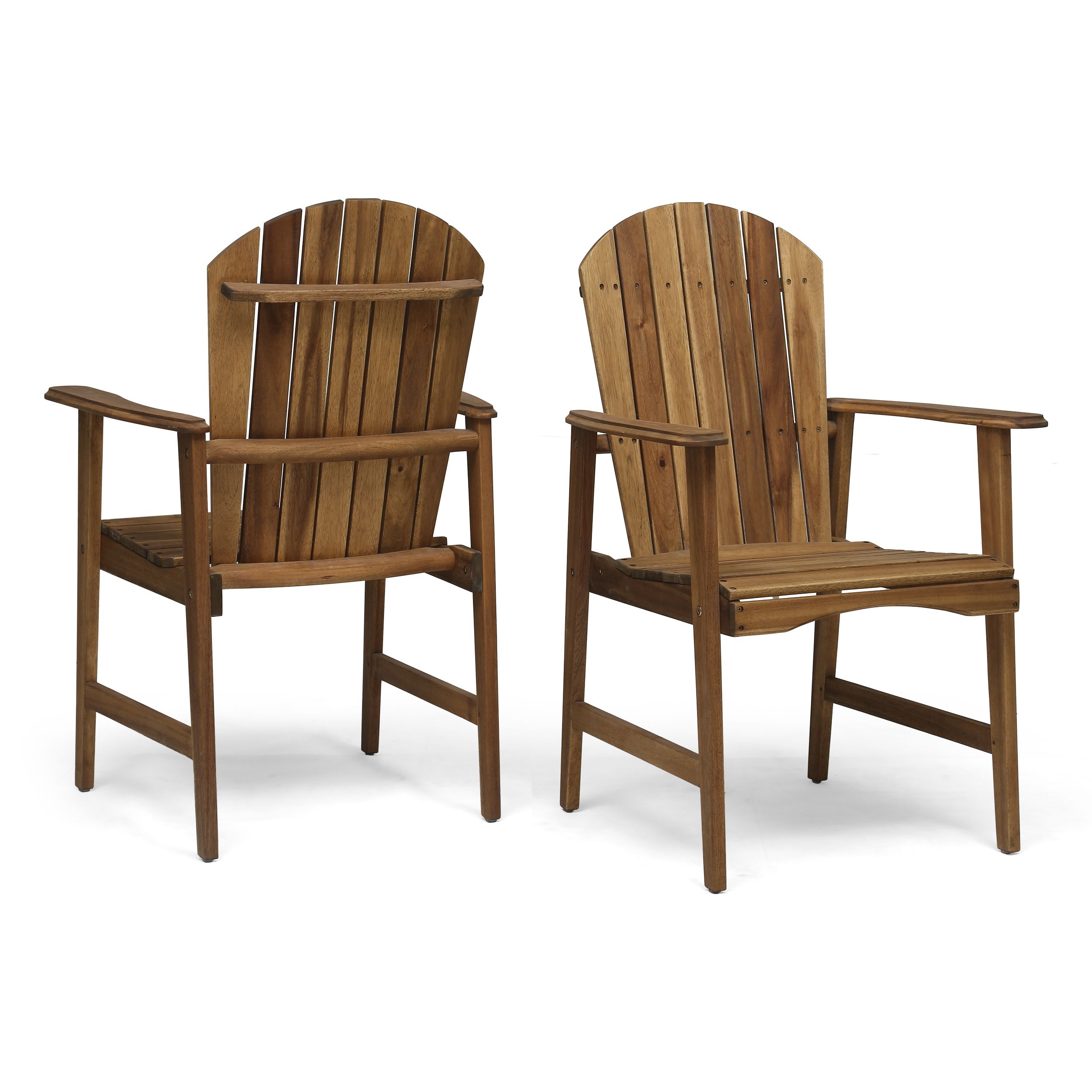 Easter Outdoor Weather Resistant Acacia Wood Adirondack Dining Chairs With Regard To Trendy Natural All Weather Outdoor Seating Patio Sets (View 9 of 15)