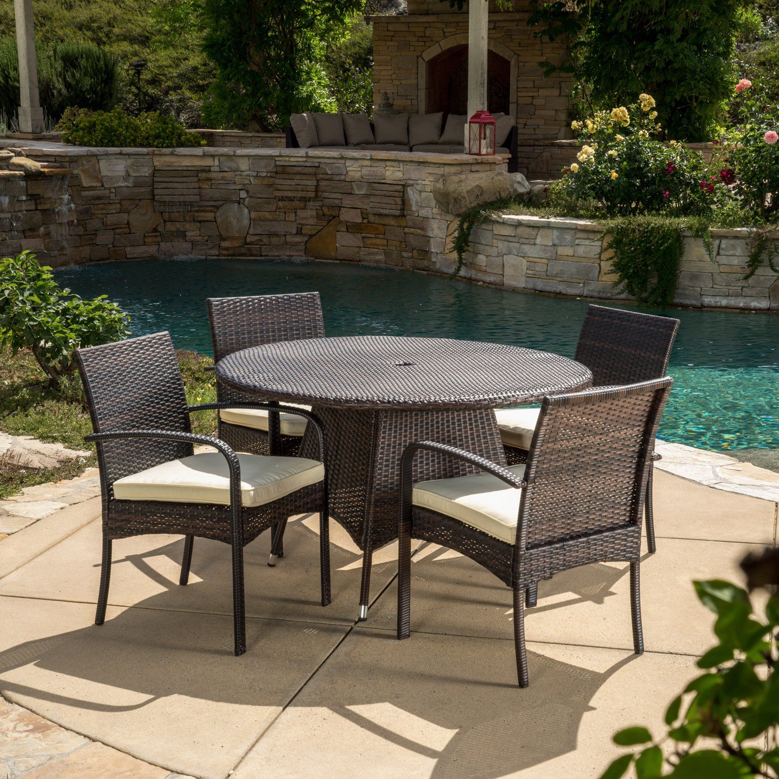 Elizabeth Resin 5 Piece Round Patio Dining Set – Walmart Within Most Recently Released 5 Piece Round Dining Sets (View 11 of 15)