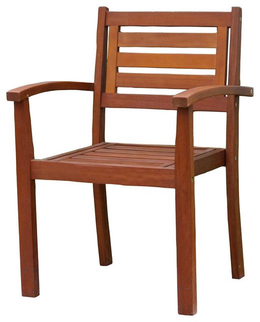 Eucalyptus Stacking Arm Chair – Traditional – Outdoor Dining Chairs Inside 2019 Eucalyptus Stackable Patio Chairs (View 5 of 15)