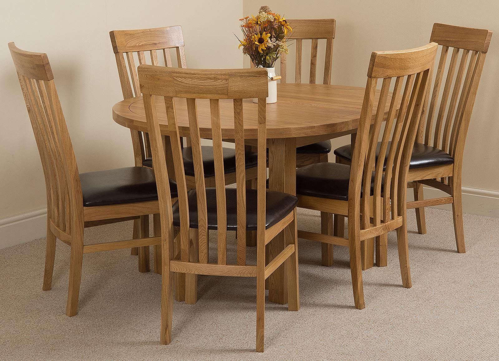 Extendable Oval Patio Dining Sets Inside Most Recent Edmonton Solid Oak Extending Oval Dining Table With 6 Harvard Solid Oak (View 1 of 15)