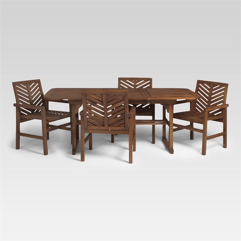 Extendable Patio Dining Set Intended For Latest 5 Piece Extendable Outdoor Patio Dining Set – Dark Brown – Ow5txvindb (View 11 of 15)