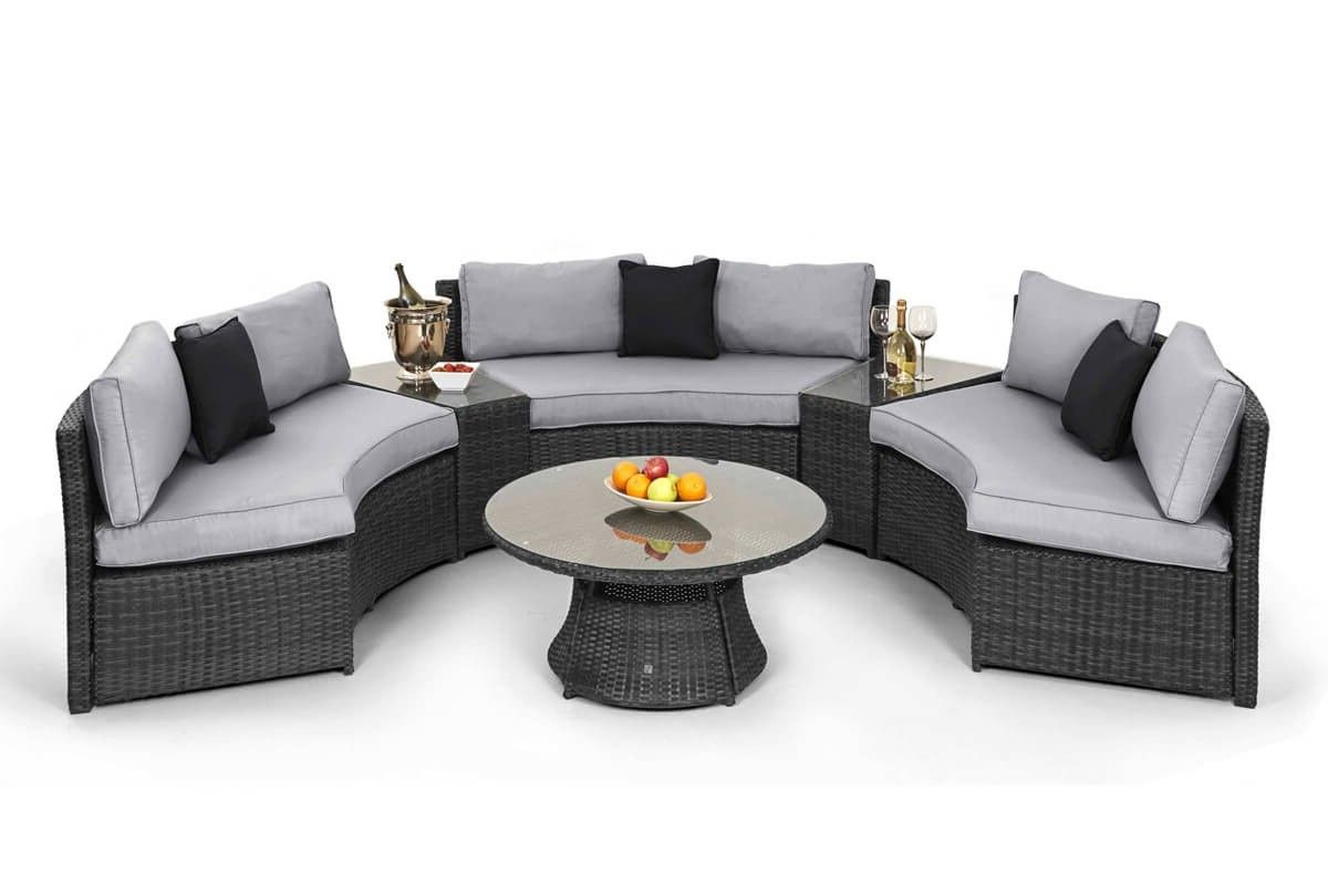 Fabric Outdoor Middle Chair Sets With Regard To Popular Maze Rattan Half Moon Sofa Set (View 11 of 15)