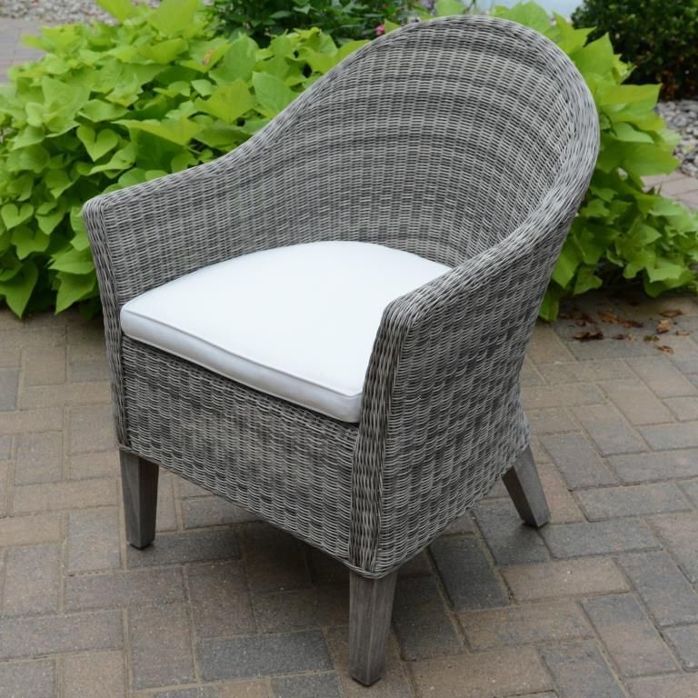 Fabric Outdoor Wicker Armchairs Within Trendy Three Birds Casual Vienna Wicker Dining Arm Chair (View 5 of 15)