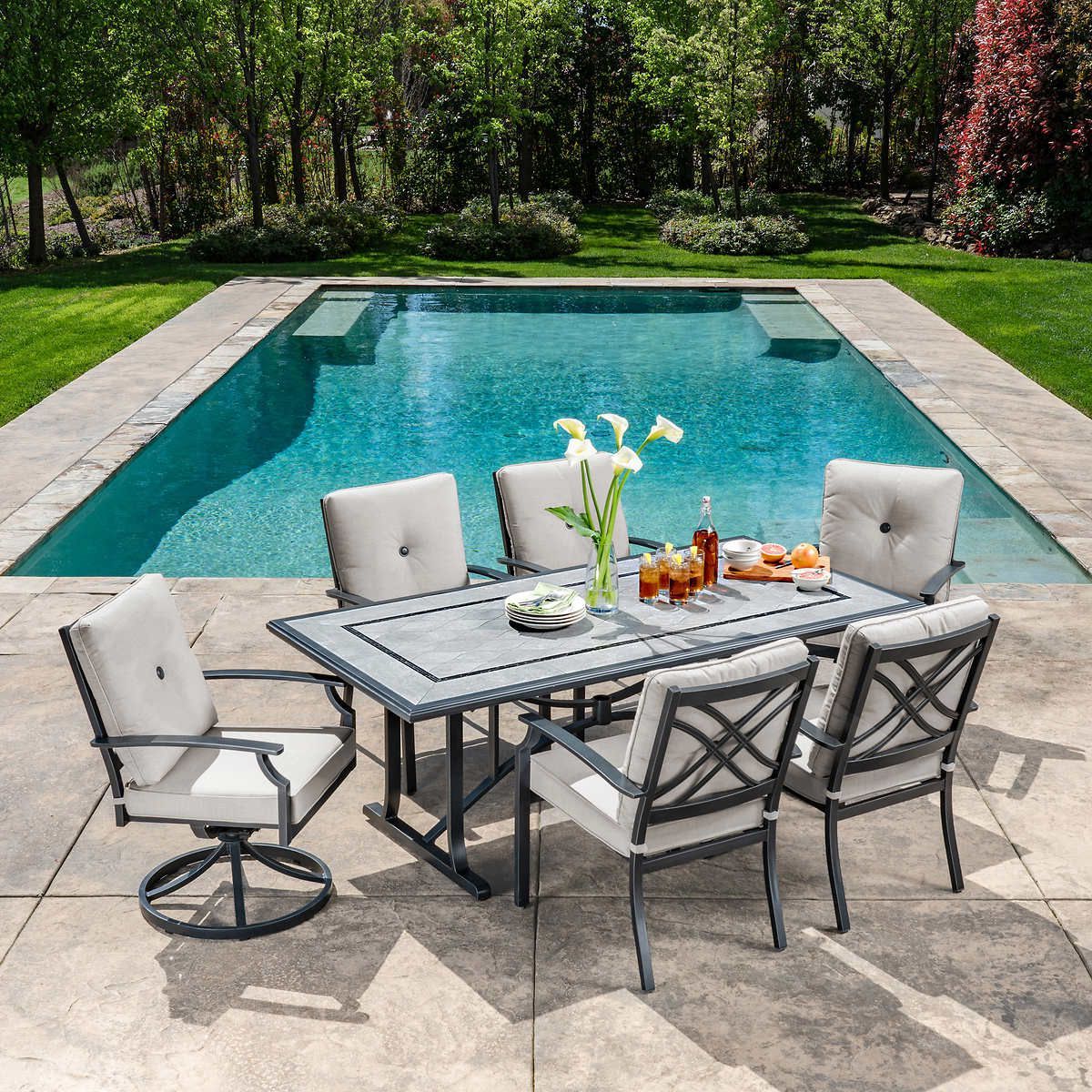 Famous 7 Piece Rectangular Patio Dining Sets With Hamilton 7 Piece Cushion Dining Set In  (View 10 of 15)