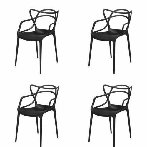 Famous Black Outdoor Modern Chairs Sets In Details About Set Of 4 Masters Chairs Black Style Indoor /outdoor (View 7 of 15)