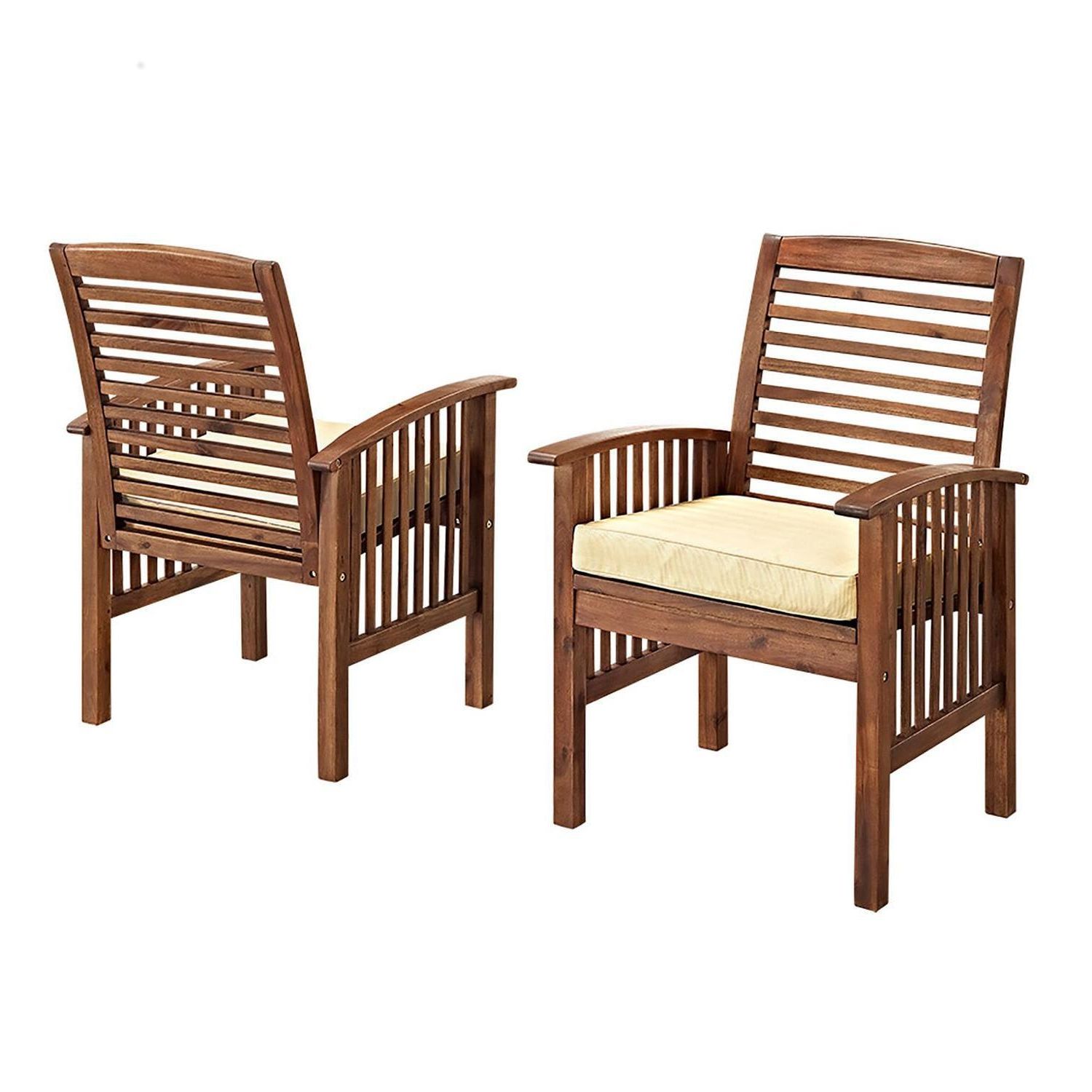 Famous Brown Acacia Patio Chairs With Cushions In Midland 6 Piece Dark Brown Acacia Patio Dining Set W/ 60 X 34 Inch (View 4 of 15)