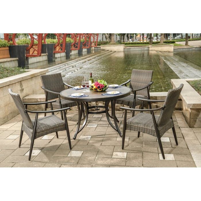 Famous Red Barrel Studio® Rodborough Outdoor Patio 5 Piece Dining Set (View 7 of 15)