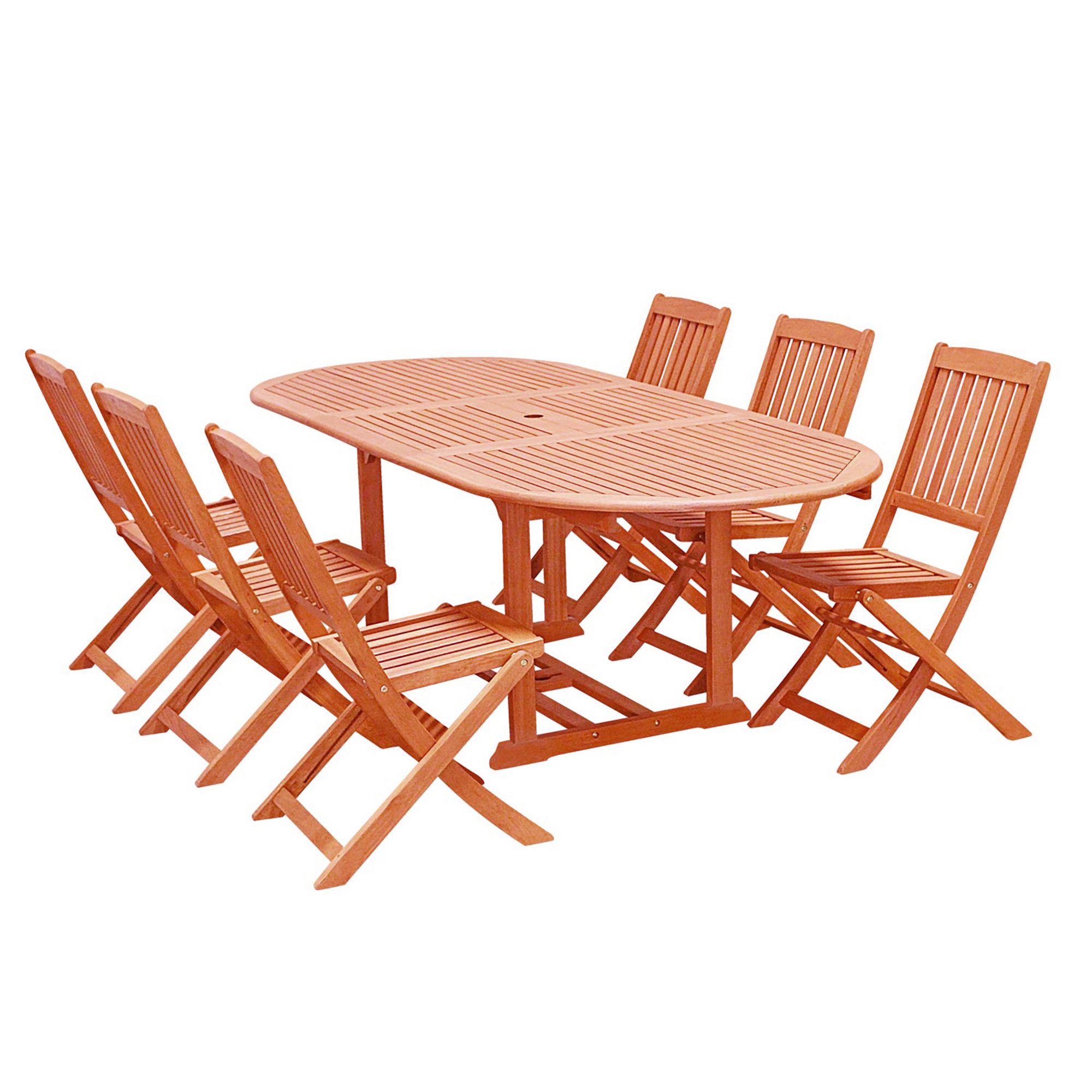 Fashionable Extendable 7 Piece Patio Dining Sets Within Malibu Outdoor 7 Piece Wood Patio Dining Set With Extension Table (View 9 of 15)