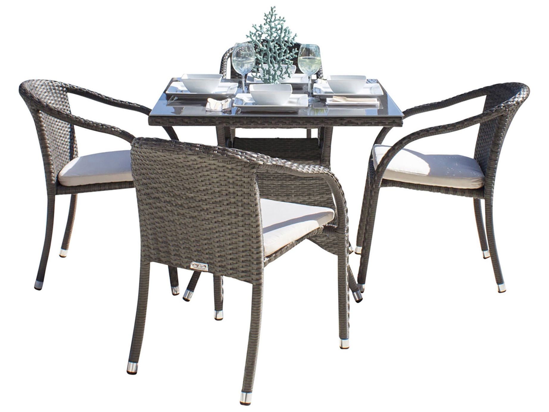 Fashionable Gray Wicker 5 Piece Round Patio Dining Sets With Hospitality Rattan Outdoor Ultra Grey Woven 5 Piece Dining Set With (View 10 of 15)
