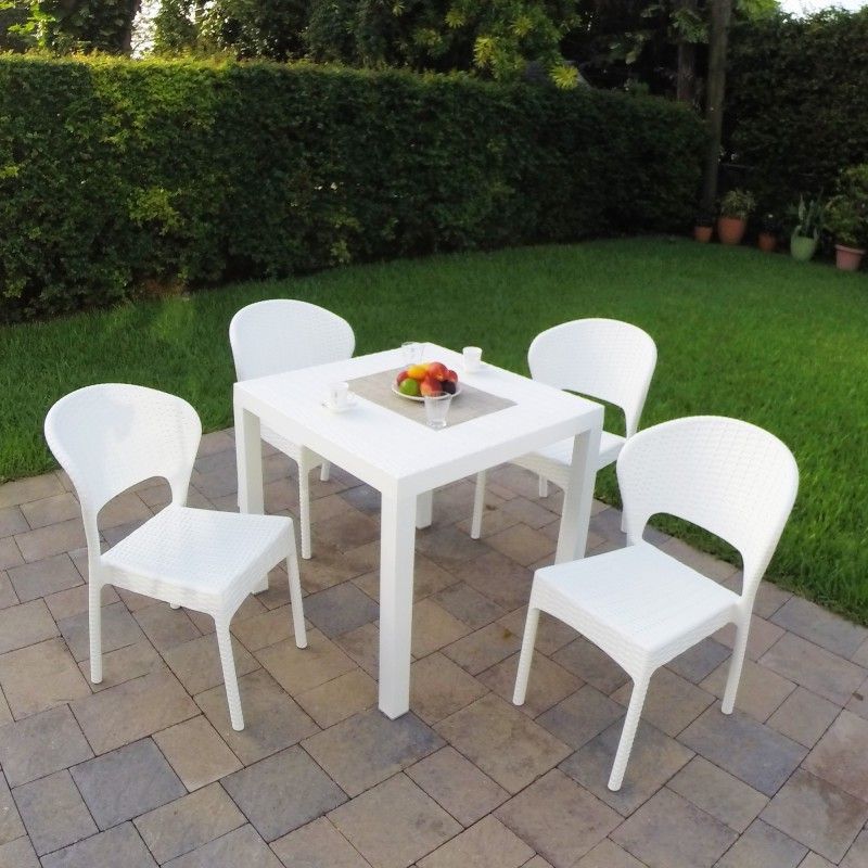 Favorite Daytona Wickerlook Square Patio Dining Set 5 Piece White Isp8181s Wh Within White Outdoor Patio Dining Sets (View 14 of 15)
