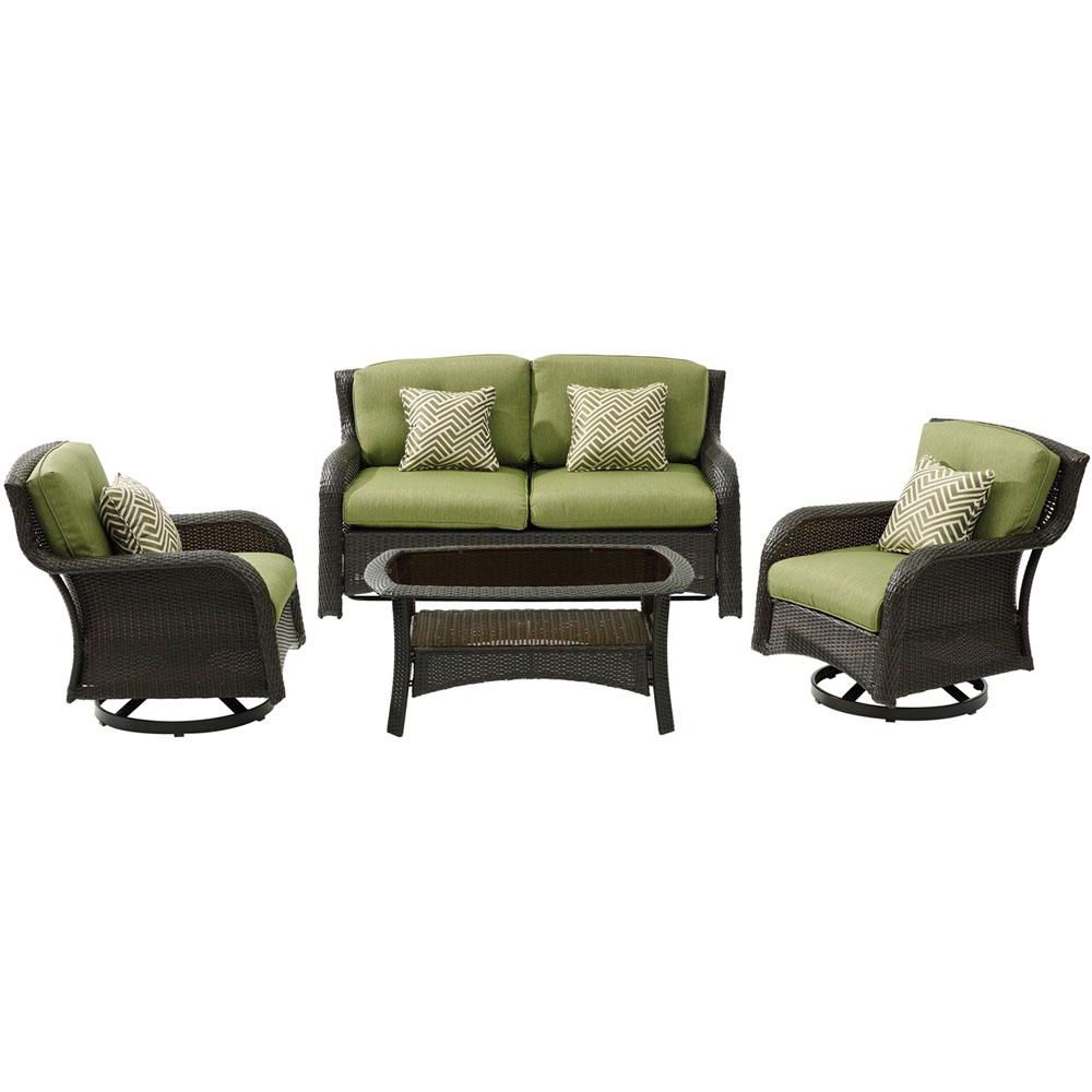 Favorite Hanover Strathmere 4 Piece Wicker Patio Sectional Seating Set With Regarding 4 Piece Outdoor Wicker Seating Sets (View 8 of 15)