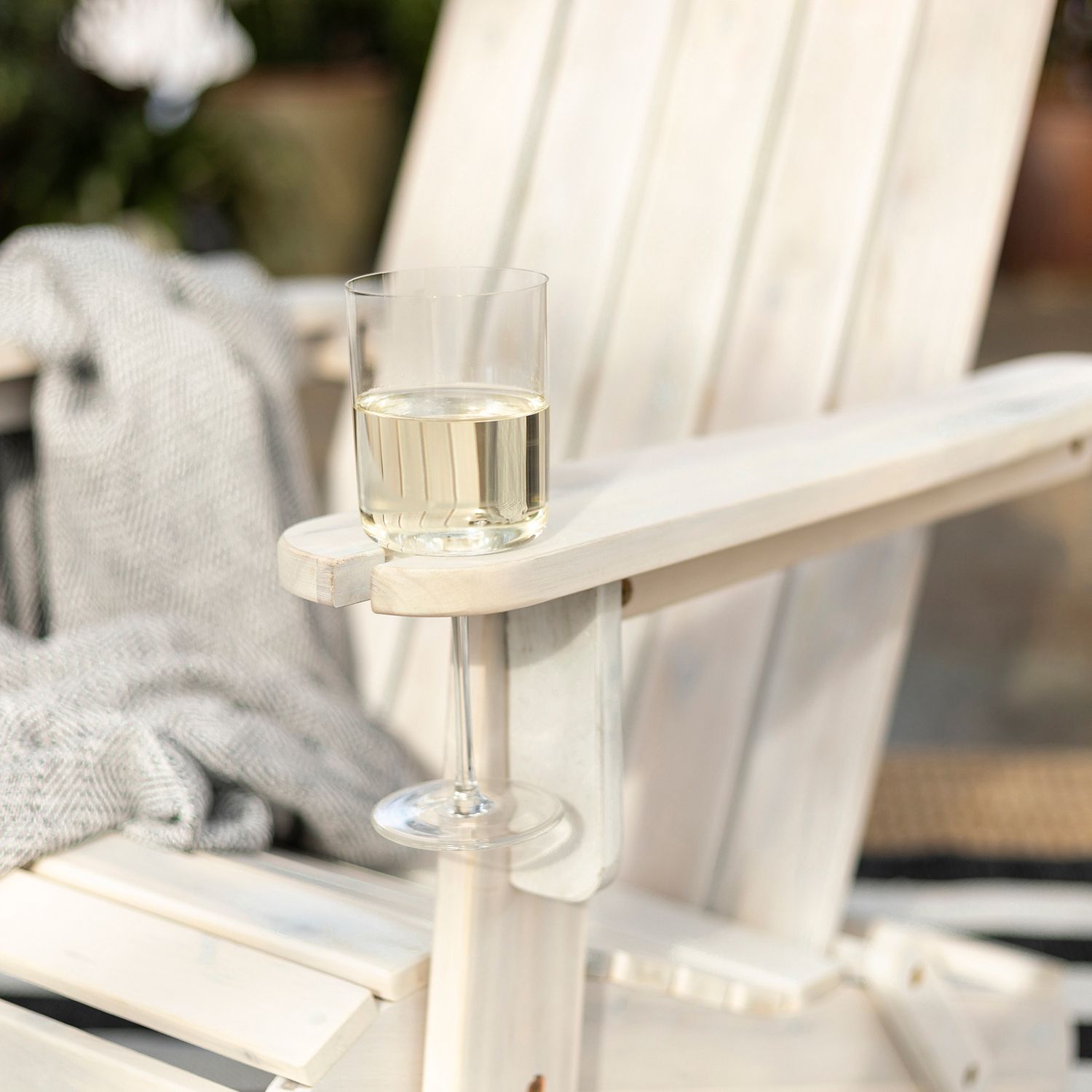 Foldable White Adirondack Chair With Wine Glass Holder – Pier1 Intended For Favorite Outdoor Chair With Wine Holder (View 4 of 15)