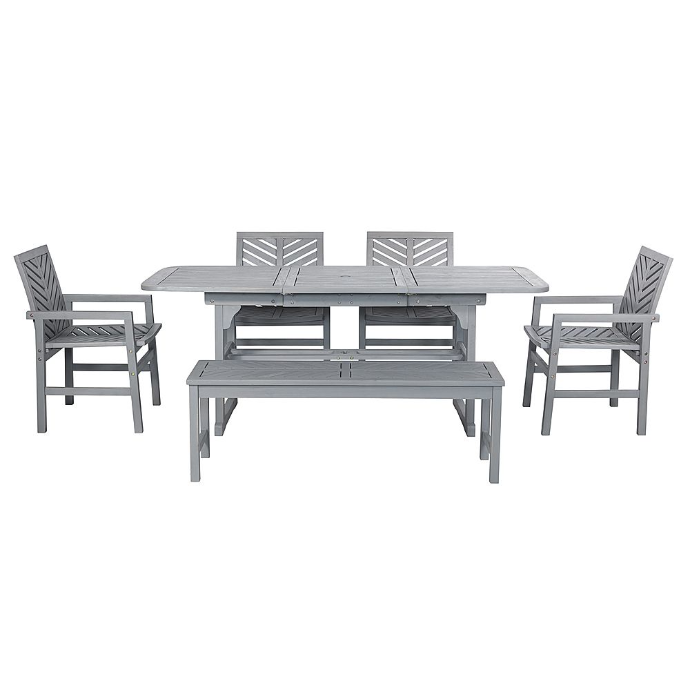 Gray Extendable Patio Dining Sets Intended For Latest Best Buy: Walker Edison 6 Piece Windsor Extendable Patio Dining Set (View 7 of 15)