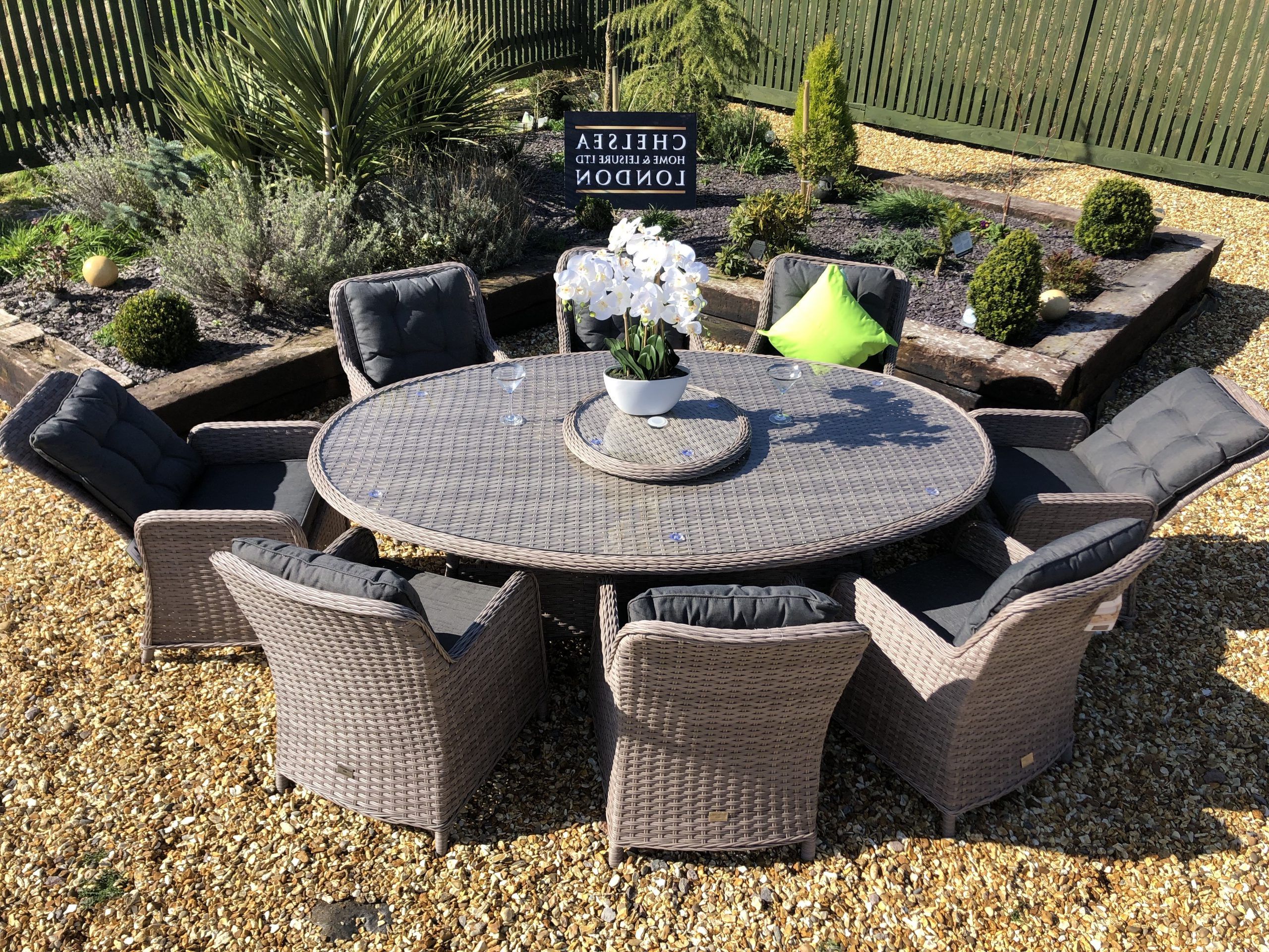 Gray Outdoor Table And Loveseat Sets Pertaining To Most Current Rattan Premium Oval Dining Set – Rattan Garden Furniture Outlet (View 13 of 15)