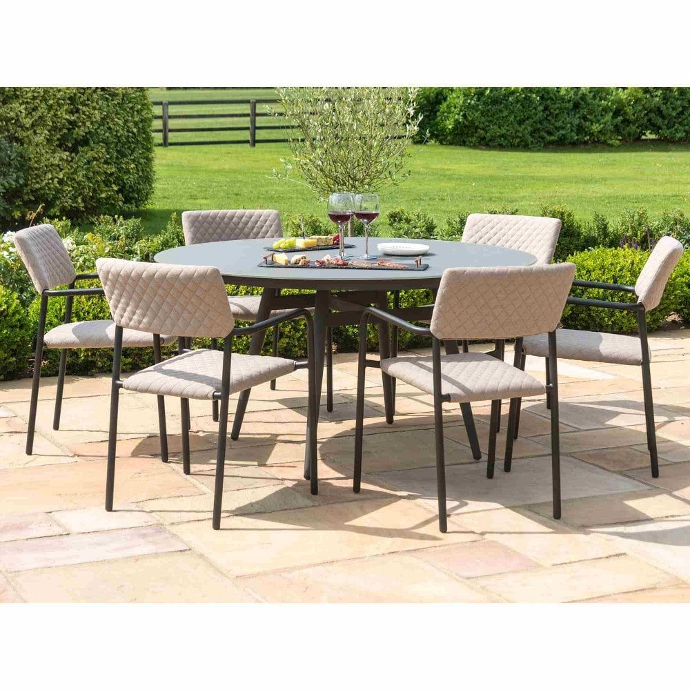 Gray Wicker Round Patio Dining Sets With Current Maze Rattan Bliss 6 Seat Round Dining Set (View 8 of 15)