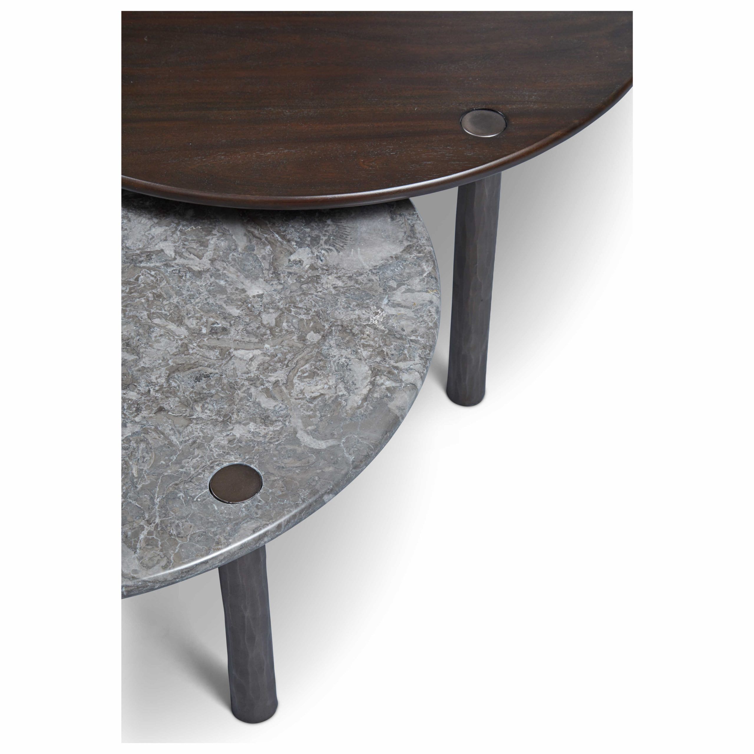 Gray Wood Outdoor Nesting Coffee Tables Regarding Recent Urbia Ovaltine / Gray 34'' Wide Round Dahlia Nesting Coffee Table (set (View 14 of 15)