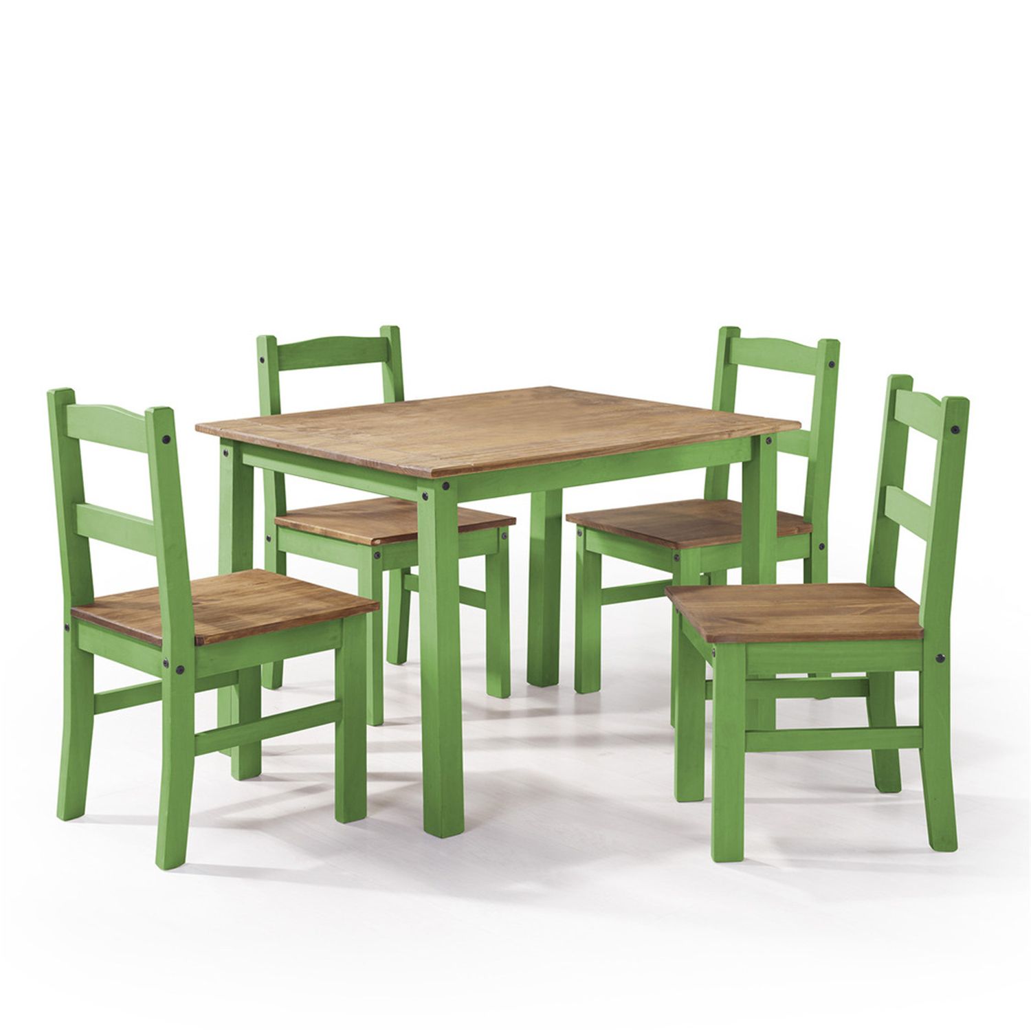 Green 5 Piece Outdoor Dining Sets Within Most Recently Released York 5 Piece Solid Wood Dining Set With 1 Table And 4 Chairs In Green (View 5 of 15)