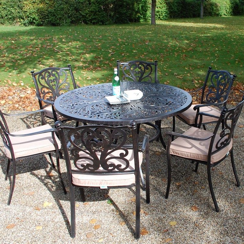 Green Outdoor Seating Patio Sets In 2019 Devon Round 6 Seat Garden Furniture Set, Great For Dining Outdoors With (View 12 of 15)