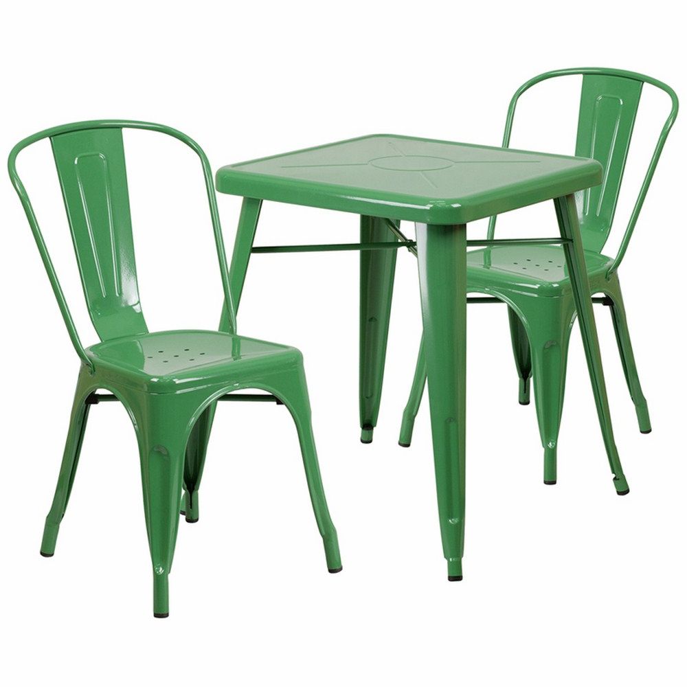 Green Steel Indoor Outdoor Armchair Sets With Regard To Most Recent Flash Furniture  (View 3 of 15)